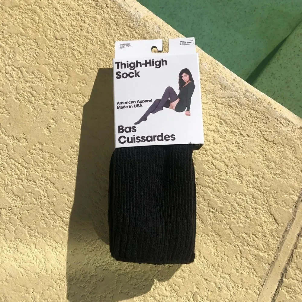 New American Apparel Black Thigh High Socks vintage original tall Y2K 2000s rare